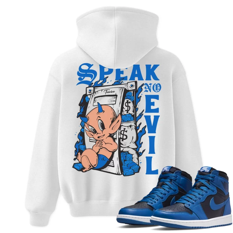 TeeVivo Hoodie Match Air Jordan 1 Retro High OG Dark Marina Blue Speak no evil – Air Jordan 1 Hoodie, AJ1 Hoodie