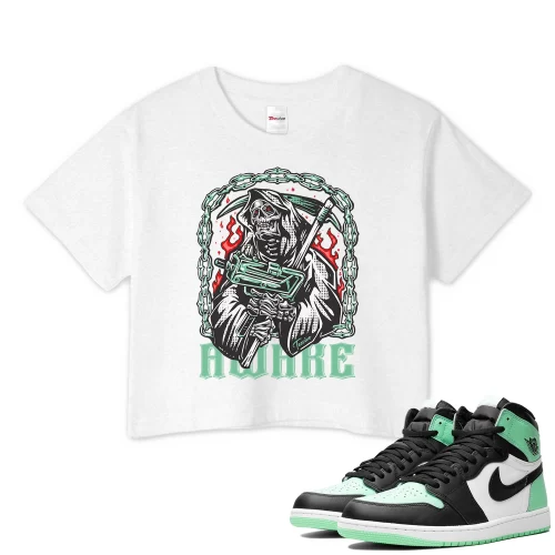 TeeVivo Crop Top Match Air Jordan 1 Retro High OG Green Glow Awake – Air Jordan 1 Crop Top, AJ1 Crop Top