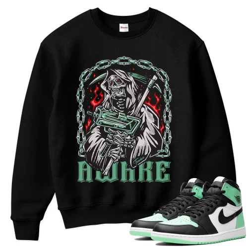 TeeVivo Sweatshirt Match Air Jordan 1 Retro High OG Green Glow Awake – Air Jordan 1 Sweatshirt, AJ1 Sweatshirt