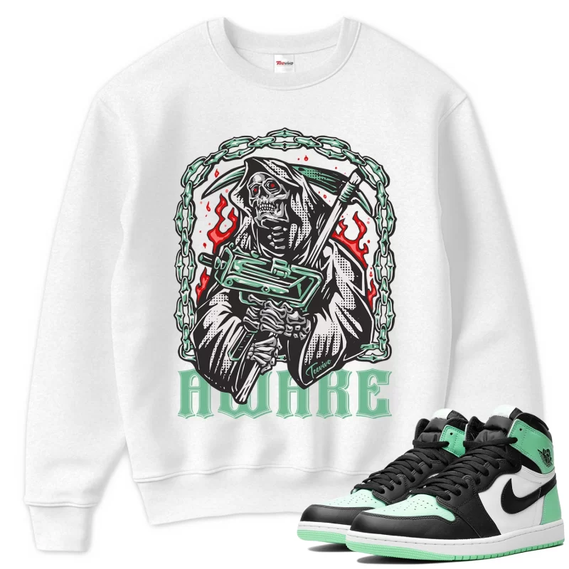 TeeVivo Sweatshirt Match Air Jordan 1 Retro High OG Green Glow Awake – Air Jordan 1 Sweatshirt, AJ1 Sweatshirt