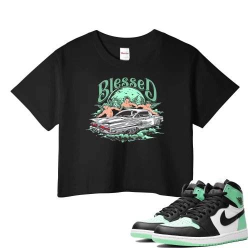 TeeVivo Crop Top Match Air Jordan 1 Retro High OG Green Glow Blessed – Air Jordan 1 Crop Top, AJ1 Crop Top
