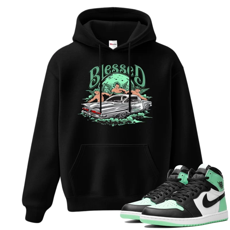 TeeVivo Hoodie Match Air Jordan 1 Retro High OG Green Glow Blessed – Air Jordan 1 Hoodie, AJ1 Hoodie