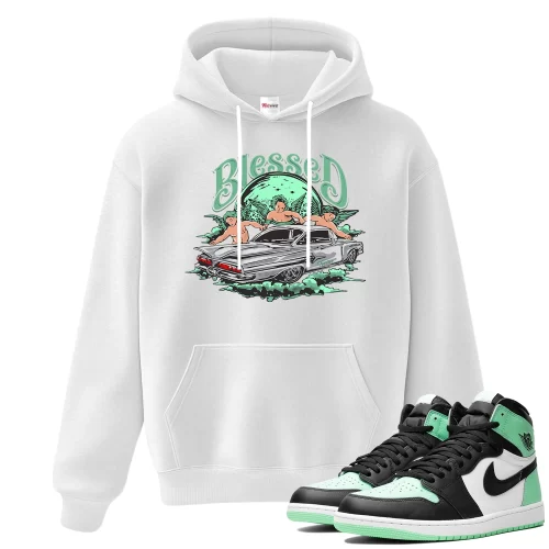 TeeVivo Hoodie Match Air Jordan 1 Retro High OG Green Glow Blessed – Air Jordan 1 Hoodie, AJ1 Hoodie