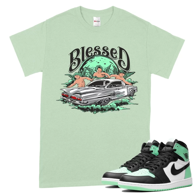 TeeVivo T-Shirt Match Air Jordan 1 Retro High OG Green Glow Blessed – Air Jordan 1 Shirt, AJ1 Shirt