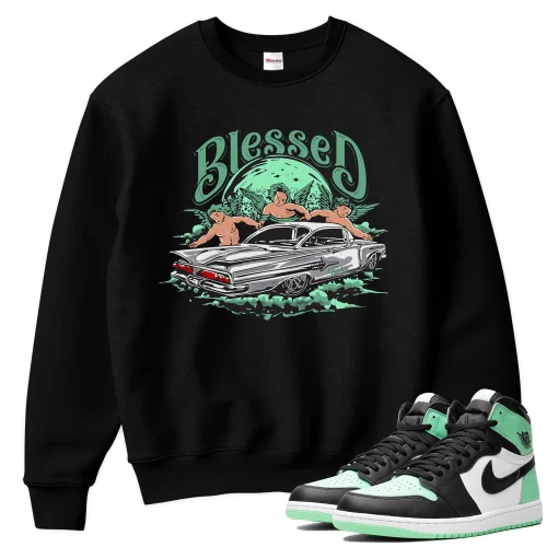 TeeVivo Sweatshirt Match Air Jordan 1 Retro High OG Green Glow Blessed – Air Jordan 1 Sweatshirt, AJ1 Sweatshirt