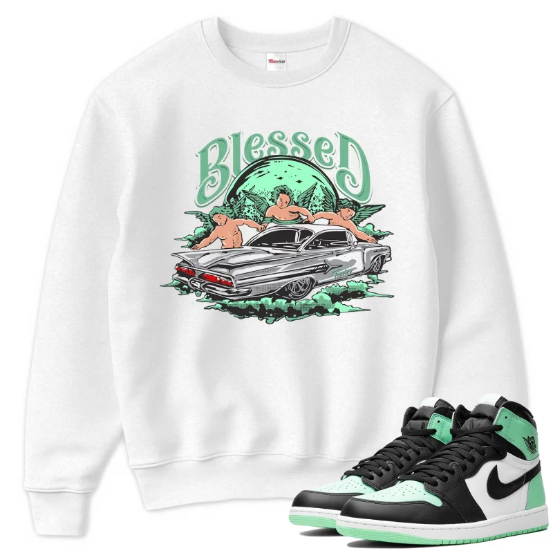 TeeVivo Sweatshirt Match Air Jordan 1 Retro High OG Green Glow Blessed – Air Jordan 1 Sweatshirt, AJ1 Sweatshirt