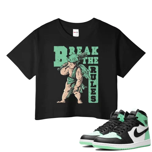 TeeVivo Crop Top Match Air Jordan 1 Retro High OG Green Glow Break the rules – Air Jordan 1 Crop Top, AJ1 Crop Top