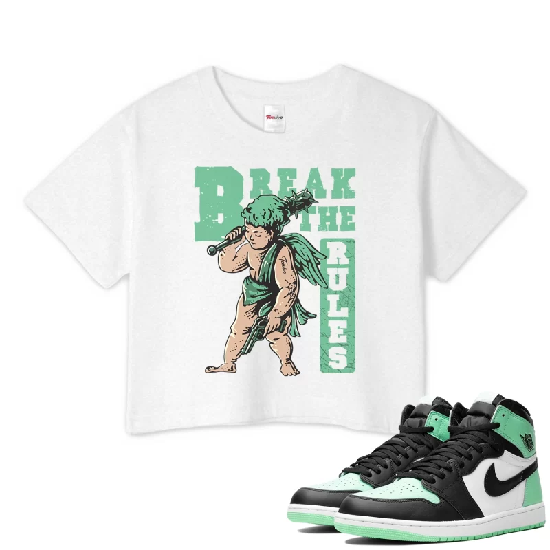 TeeVivo Crop Top Match Air Jordan 1 Retro High OG Green Glow Break the rules – Air Jordan 1 Crop Top, AJ1 Crop Top