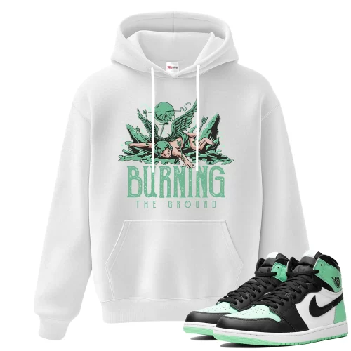 TeeVivo Hoodie Match Air Jordan 1 Retro High OG Green Glow Burning the ground – Air Jordan 1 Hoodie, AJ1 Hoodie