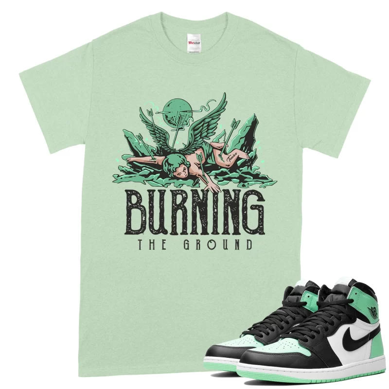 TeeVivo T-Shirt Match Air Jordan 1 Retro High OG Green Glow Burning the ground – Air Jordan 1 Shirt, AJ1 Shirt