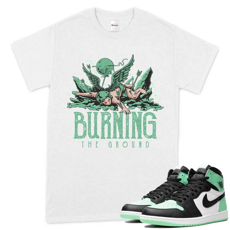TeeVivo T-Shirt Match Air Jordan 1 Retro High OG Green Glow Burning the ground – Air Jordan 1 Shirt, AJ1 Shirt
