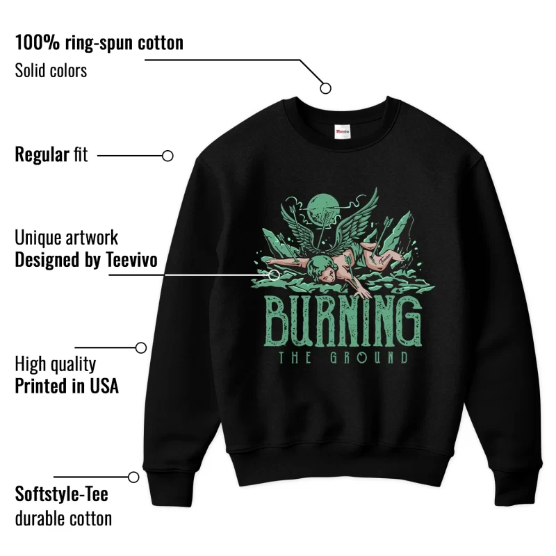 TeeVivo Sweatshirt Match Air Jordan 1 Retro High OG Green Glow Burning the ground – Air Jordan 1 Sweatshirt, AJ1 Sweatshirt