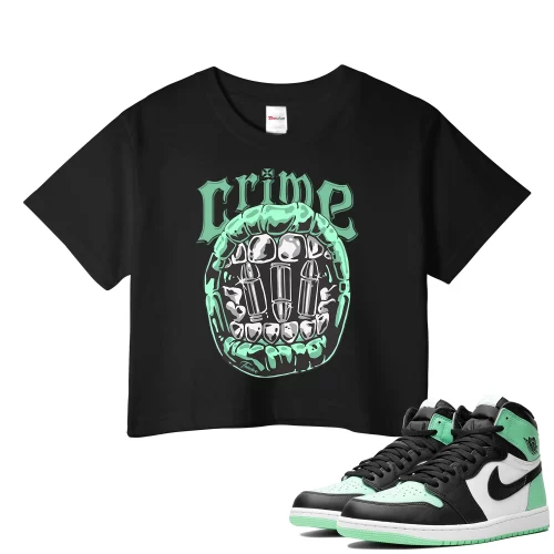 TeeVivo Crop Top Match Air Jordan 1 Retro High OG Green Glow Crime – Air Jordan 1 Crop Top, AJ1 Crop Top