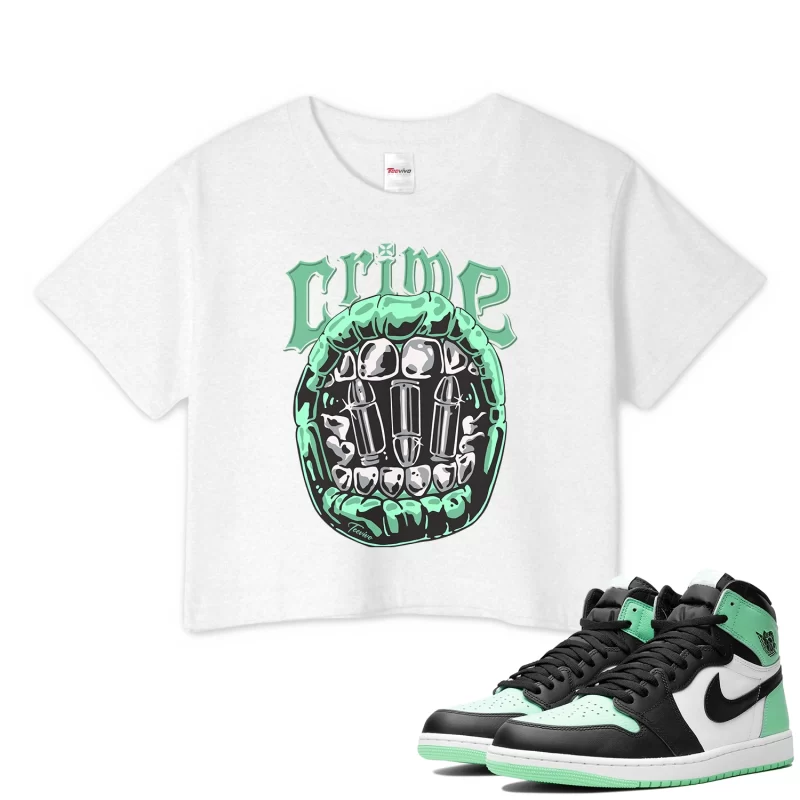 TeeVivo Crop Top Match Air Jordan 1 Retro High OG Green Glow Crime – Air Jordan 1 Crop Top, AJ1 Crop Top
