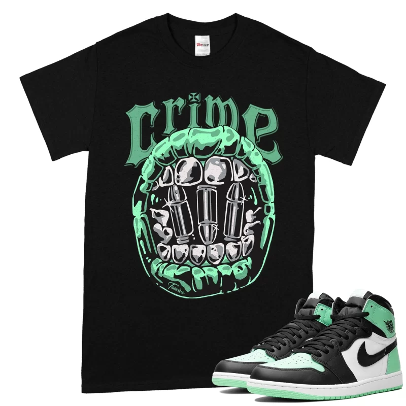 TeeVivo T-Shirt Match Air Jordan 1 Retro High OG Green Glow Crime – Air Jordan 1 Shirt, AJ1 Shirt