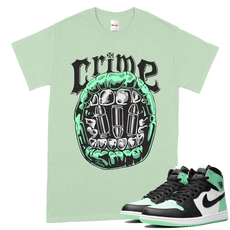 TeeVivo T-Shirt Match Air Jordan 1 Retro High OG Green Glow Crime – Air Jordan 1 Shirt, AJ1 Shirt