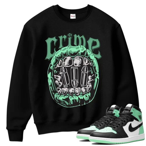 TeeVivo Sweatshirt Match Air Jordan 1 Retro High OG Green Glow Crime – Air Jordan 1 Sweatshirt, AJ1 Sweatshirt