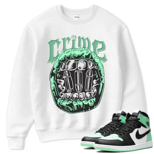 TeeVivo Sweatshirt Match Air Jordan 1 Retro High OG Green Glow Crime – Air Jordan 1 Sweatshirt, AJ1 Sweatshirt