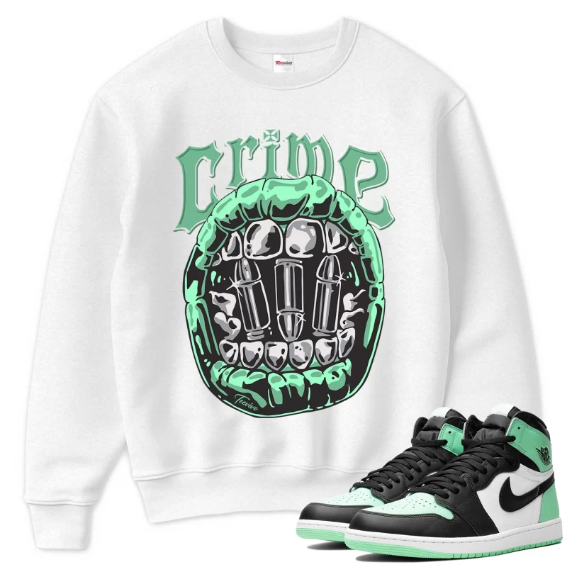 TeeVivo Sweatshirt Match Air Jordan 1 Retro High OG Green Glow Crime – Air Jordan 1 Sweatshirt, AJ1 Sweatshirt