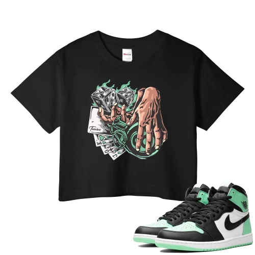 TeeVivo Crop Top Match Air Jordan 1 Retro High OG Green Glow Gambling – Air Jordan 1 Crop Top, AJ1 Crop Top