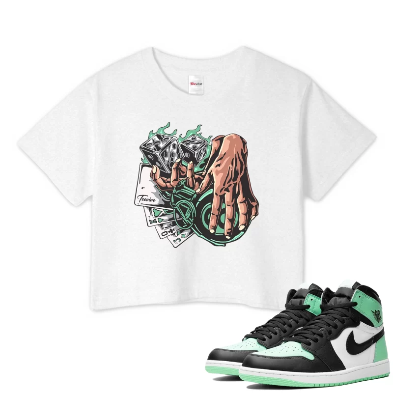 TeeVivo Crop Top Match Air Jordan 1 Retro High OG Green Glow Gambling – Air Jordan 1 Crop Top, AJ1 Crop Top