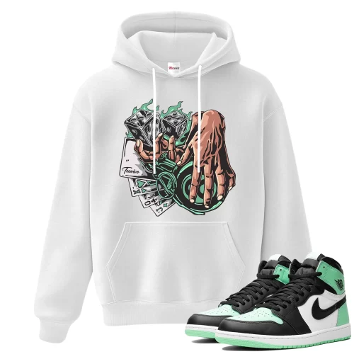 TeeVivo Hoodie Match Air Jordan 1 Retro High OG Green Glow Gambling – Air Jordan 1 Hoodie, AJ1 Hoodie