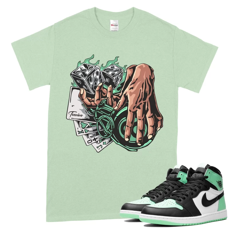 TeeVivo T-Shirt Match Air Jordan 1 Retro High OG Green Glow Gambling – Air Jordan 1 Shirt, AJ1 Shirt
