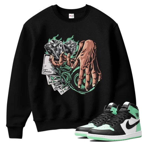 TeeVivo Sweatshirt Match Air Jordan 1 Retro High OG Green Glow Gambling – Air Jordan 1 Sweatshirt, AJ1 Sweatshirt