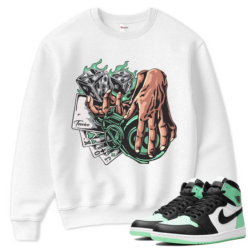 TeeVivo Sweatshirt Match Air Jordan 1 Retro High OG Green Glow Gambling – Air Jordan 1 Sweatshirt, AJ1 Sweatshirt