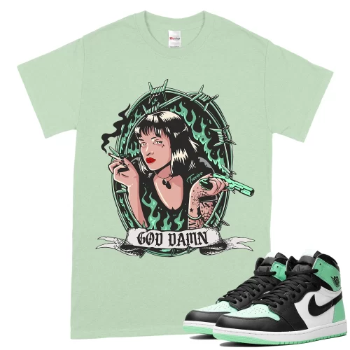 TeeVivo T-Shirt Match Air Jordan 1 Retro High OG Green Glow God Daaamn – Air Jordan 1 Shirt, AJ1 Shirt