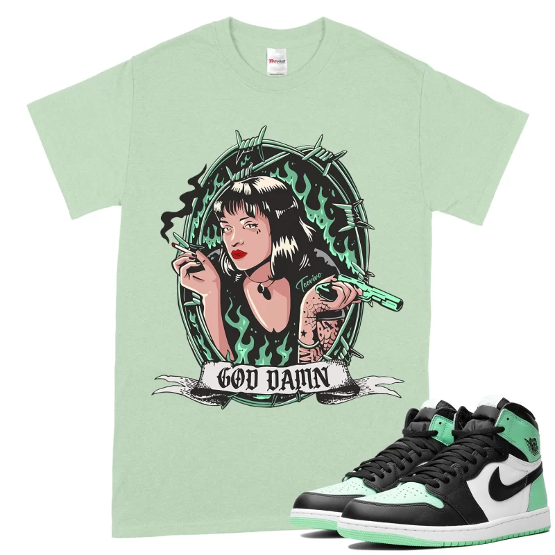 TeeVivo T-Shirt Match Air Jordan 1 Retro High OG Green Glow God Daaamn – Air Jordan 1 Shirt, AJ1 Shirt