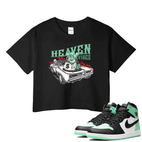 TeeVivo Crop Top Match Air Jordan 1 Retro High OG Green Glow Heaven vibes – Air Jordan 1 Crop Top, AJ1 Crop Top