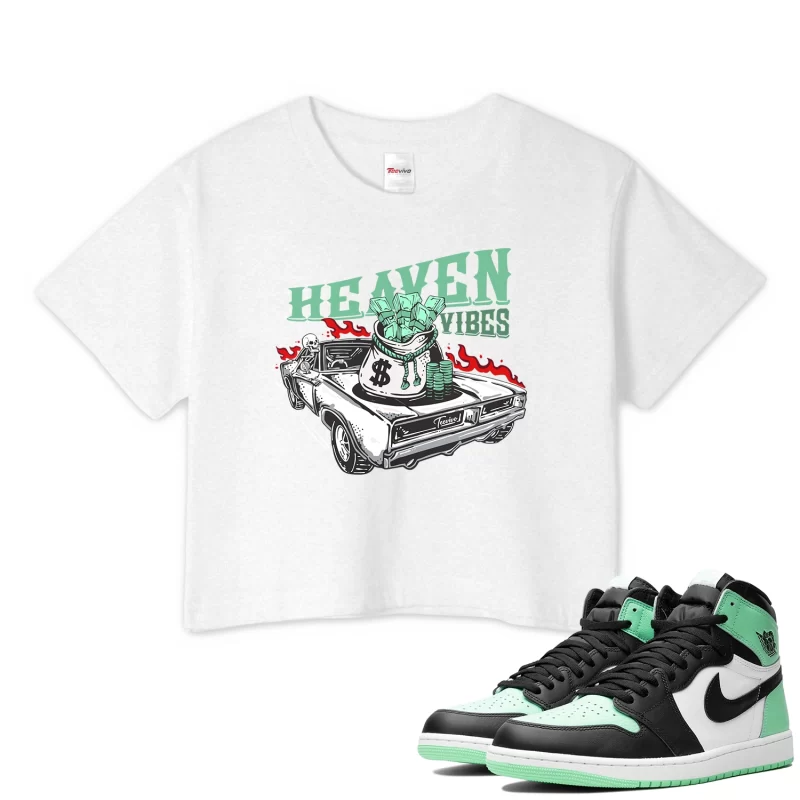 TeeVivo Crop Top Match Air Jordan 1 Retro High OG Green Glow Heaven vibes – Air Jordan 1 Crop Top, AJ1 Crop Top