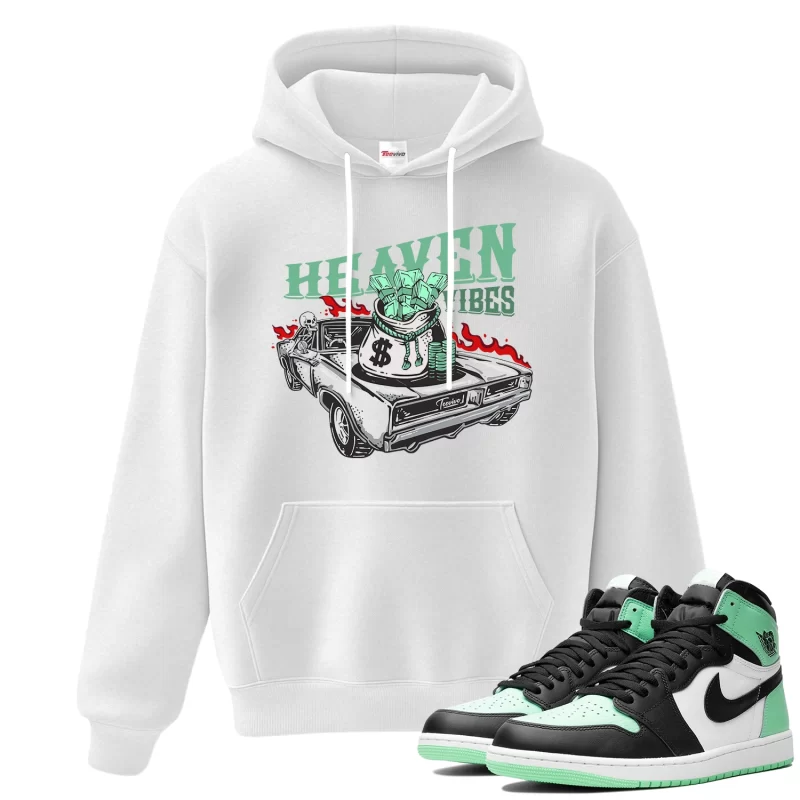 TeeVivo Hoodie Match Air Jordan 1 Retro High OG Green Glow Heaven vibes – Air Jordan 1 Hoodie, AJ1 Hoodie