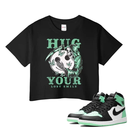 TeeVivo Crop Top Match Air Jordan 1 Retro High OG Green Glow Hug your lost smile – Air Jordan 1 Crop Top, AJ1 Crop Top