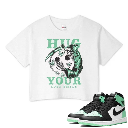 TeeVivo Crop Top Match Air Jordan 1 Retro High OG Green Glow Hug your lost smile – Air Jordan 1 Crop Top, AJ1 Crop Top