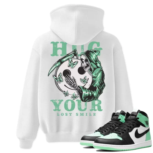 TeeVivo Hoodie Match Air Jordan 1 Retro High OG Green Glow Hug your lost smile – Air Jordan 1 Hoodie, AJ1 Hoodie