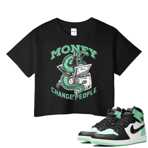 TeeVivo Crop Top Match Air Jordan 1 Retro High OG Green Glow Money change people – Air Jordan 1 Crop Top, AJ1 Crop Top