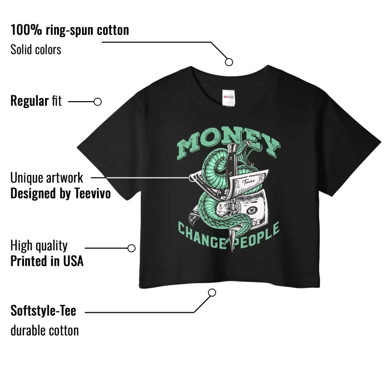 TeeVivo Crop Top Match Air Jordan 1 Retro High OG Green Glow Money change people – Air Jordan 1 Crop Top, AJ1 Crop Top