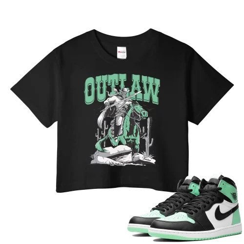 TeeVivo Crop Top Match Air Jordan 1 Retro High OG Green Glow Outlaw – Air Jordan 1 Crop Top, AJ1 Crop Top