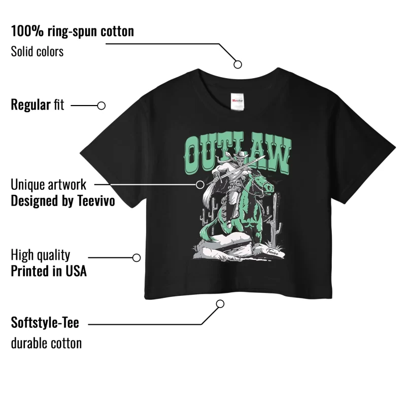 TeeVivo Crop Top Match Air Jordan 1 Retro High OG Green Glow Outlaw – Air Jordan 1 Crop Top, AJ1 Crop Top