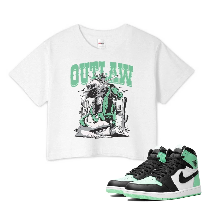 TeeVivo Crop Top Match Air Jordan 1 Retro High OG Green Glow Outlaw – Air Jordan 1 Crop Top, AJ1 Crop Top