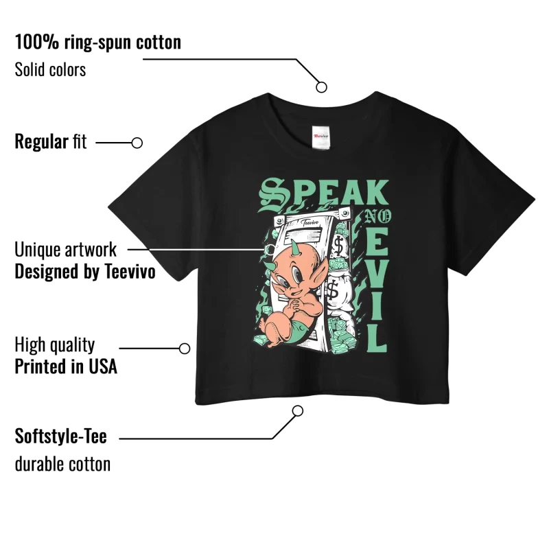 TeeVivo Crop Top Match Air Jordan 1 Retro High OG Green Glow Speak no evil – Air Jordan 1 Crop Top, AJ1 Crop Top