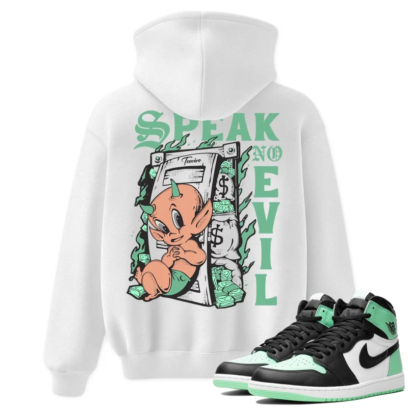 TeeVivo Hoodie Match Air Jordan 1 Retro High OG Green Glow Speak no evil – Air Jordan 1 Hoodie, AJ1 Hoodie