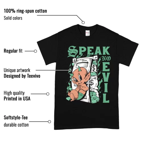 TeeVivo T-Shirt Match Air Jordan 1 Retro High OG Green Glow Speak no evil – Air Jordan 1 Shirt, AJ1 Shirt
