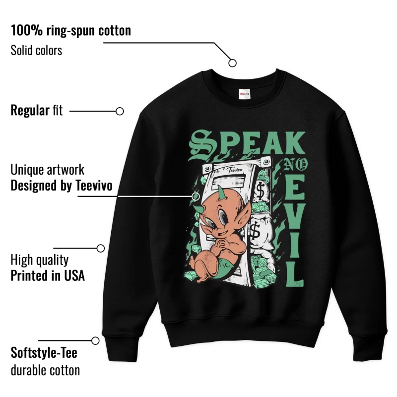 TeeVivo Sweatshirt Match Air Jordan 1 Retro High OG Green Glow Speak no evil – Air Jordan 1 Sweatshirt, AJ1 Sweatshirt