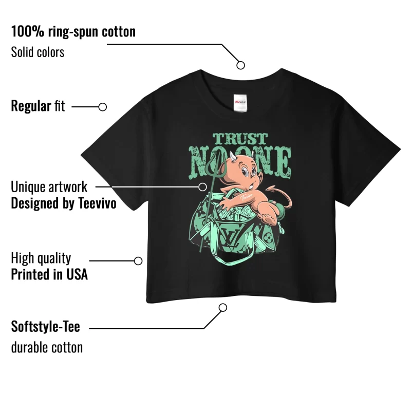 TeeVivo Crop Top Match Air Jordan 1 Retro High OG Green Glow Trust no one – Air Jordan 1 Crop Top, AJ1 Crop Top