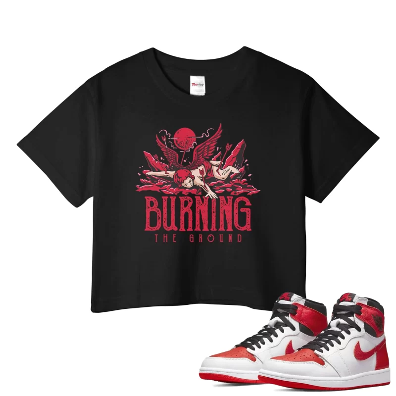 TeeVivo Crop Top Match Air Jordan 1 Retro High OG Heritage Burning the ground – Air Jordan 1 Crop Top, AJ1 Crop Top