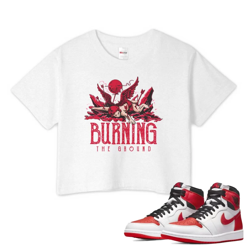 TeeVivo Crop Top Match Air Jordan 1 Retro High OG Heritage Burning the ground – Air Jordan 1 Crop Top, AJ1 Crop Top