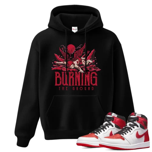 TeeVivo Hoodie Match Air Jordan 1 Retro High OG Heritage Burning the ground – Air Jordan 1 Hoodie, AJ1 Hoodie